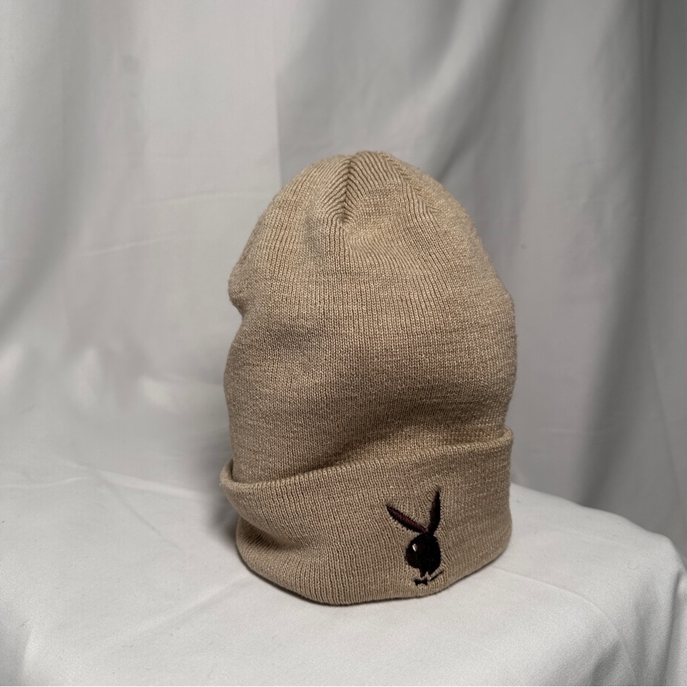 Playboy PacSun Logo Beanie Tan Ribbed Knit Unisex One Size - Picture 4 of 6
